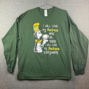 Green Bay Packers Shirt Mens‎ XL Green NFL Football Long Sleeve Dr Seuss Parody